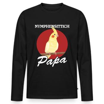 Nymphensittich Papa Vogelbesitzer Geschenk - Männer Premium Bio Langarmshirt - Schwarz - Vorne - Nico (187cm)