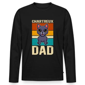 Chartreux Dad Carthusian Cat Cat Daddy Gift - Men's Premium Organic Long Sleeve Shirt - black - Front - Nico (187cm)