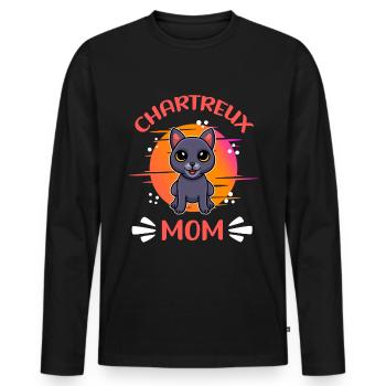 Chartreux Dad Carthusian Cat Cat Mama Gift - Men's Premium Organic Long Sleeve Shirt - black - Front - Nico (187cm)