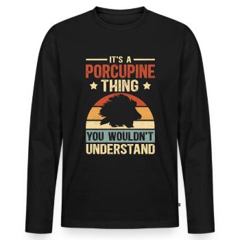 Porcupine Porcupine Gift - Men's Premium Organic Long Sleeve Shirt - black - Front - Nico (187cm)