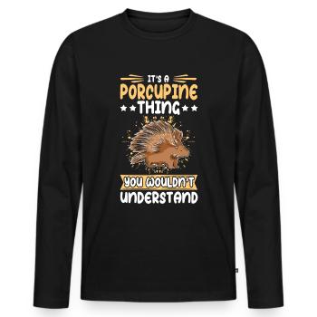 Porcs-épics Cadeau de porc-épic - T-shirt manches longues Premium bio Homme - noir - Devant - Nico (187cm)