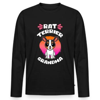 Rat Terrier Grandma Hunde Hundebesitzer Geschenk - Männer Premium Bio Langarmshirt - Schwarz - Vorne - Nico (187cm)