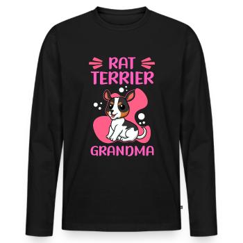 Rat Terrier Grandma Hund Hundebesitzer Geschenk - Männer Premium Bio Langarmshirt - Schwarz - Vorne - Nico (187cm)
