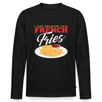 French fries fast food fast food fries gift - Men's Premium Organic Long Sleeve Shirt - black - Front - Nico (187cm)