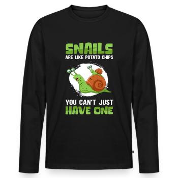 Escargot | Drôle de cadeau d’escargots - T-shirt manches longues Premium bio Homme - noir - Devant - Nico (187cm)