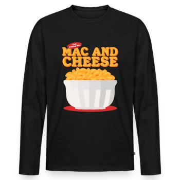 Macaroni and Cheese | Mac And Cheese Gift - Men's Premium Organic Long Sleeve Shirt - black - Front - Nico (187cm)