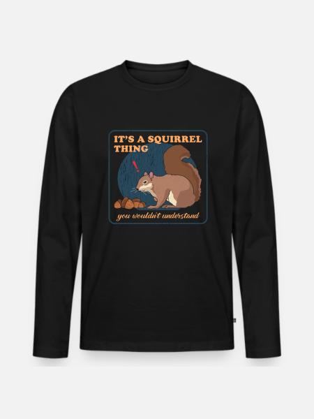 Süßes Eichhörnchen Grauhörnchen Hörnchen Geschenk - Männer Premium Bio Langarmshirt - Schwarz
