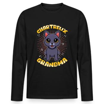 Chartreux Grandma Carthusian Cat Gift - Men's Premium Organic Long Sleeve Shirt - black - Front - Nico (187cm)