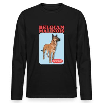 Belgian Shepherd Malinois Dog Gift - Men's Premium Organic Long Sleeve Shirt - black - Front - Nico (187cm)