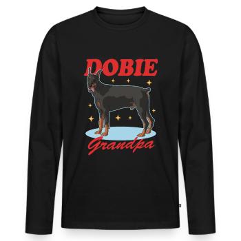 Doberman Dobie Grandpa Dog Owner Gift - Men's Premium Organic Long Sleeve Shirt - black - Front - Nico (187cm)