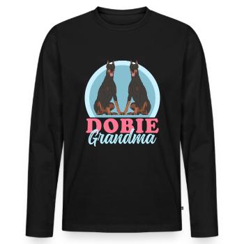 Doberman Dobie Grandma | Dog Owner Gift - Men's Premium Organic Long Sleeve Shirt - black - Front - Nico (187cm)