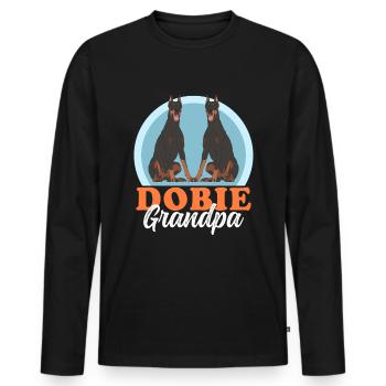 Doberman Dog Owner Dobie Grandpa Gift - Men's Premium Organic Long Sleeve Shirt - black - Front - Nico (187cm)