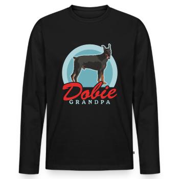 Doberman Dobie Grandpa | Dog Owner Gift - Men's Premium Organic Long Sleeve Shirt - black - Front - Nico (187cm)