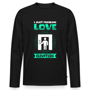Fahrstuhl Aufzug Aufzugsmechaniker Geschenk - Männer Premium Bio Langarmshirt - Schwarz - Vorne - Nico (187cm)