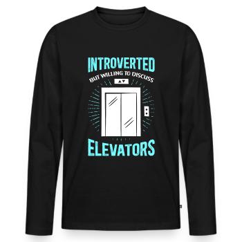 Fahrstuhl | Aufzug Aufzugsmechaniker Geschenk - Männer Premium Bio Langarmshirt - Schwarz - Vorne - Nico (187cm)