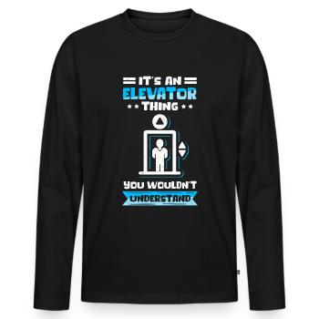 Fahrstuhl Aufzug | Aufzugsmechaniker Geschenk - Männer Premium Bio Langarmshirt - Schwarz - Vorne - Nico (187cm)
