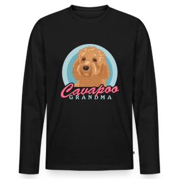 Cavapoo Grandma Cavoodle Dog Owner Gift - Men's Premium Organic Long Sleeve Shirt - black - Front - Nico (187cm)