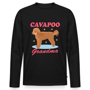 Cavapoo Grandma | Cavoodle Dog Owner Gift - Men's Premium Organic Long Sleeve Shirt - black - Front - Nico (187cm)