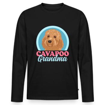 Cavapoo Grandma Dog Owner Cavoodle Gift - Men's Premium Organic Long Sleeve Shirt - black - Front - Nico (187cm)