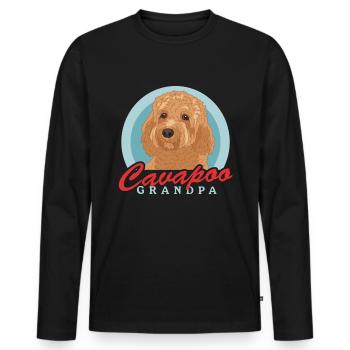 Cavapoo Grandpa Cavoodle Dog Owner Gift - Men's Premium Organic Long Sleeve Shirt - black - Front - Nico (187cm)
