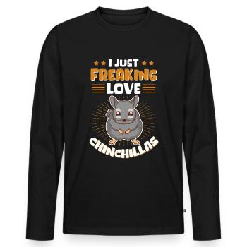 Chinchilla propriétaire chinchillas cadeau - T-shirt manches longues Premium bio Homme - noir - Devant - Nico (187cm)