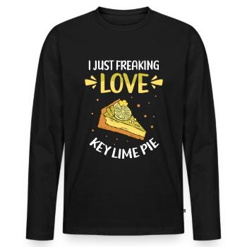 Tarte au citron vert Gâteau au citron cadeau - T-shirt manches longues Premium bio Homme - noir - Devant - Nico (187cm)