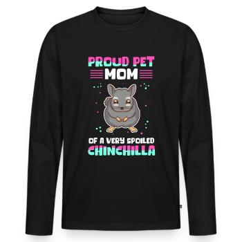 Chinchilla Maman Propriétaire Chinchillas Cadeau - T-shirt manches longues Premium bio Homme - noir - Devant - Nico (187cm)