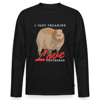 Capybara Capybaras Capybara Capybara Cadeau - T-shirt manches longues Premium bio Homme - noir - Devant - Nico (187cm)
