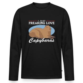 Capybara Capybara Capybaras Cadeau - T-shirt manches longues Premium bio Homme - noir - Devant - Nico (187cm)
