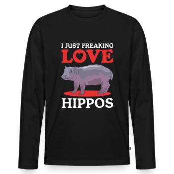 Hippo Baby Hippo Hippos Gift - Men's Premium Organic Long Sleeve Shirt - black - Front - Nico (187cm)