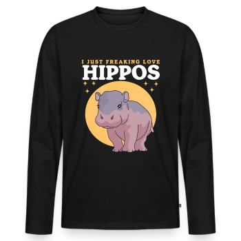 Hippo Baby Hippos Hippos Gift - Men's Premium Organic Long Sleeve Shirt - black - Front - Nico (187cm)