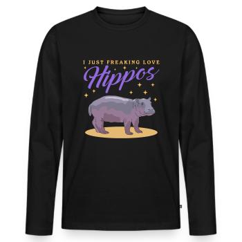 Hippo Baby Hippo Hippo Gift - Men's Premium Organic Long Sleeve Shirt - black - Front - Nico (187cm)