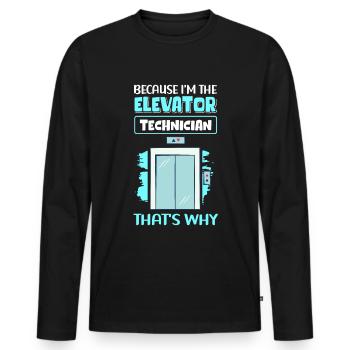 Fahrstuhl Aufzug Aufzugsmechaniker Geschenk - Männer Premium Bio Langarmshirt - Schwarz - Vorne - Nico (187cm)