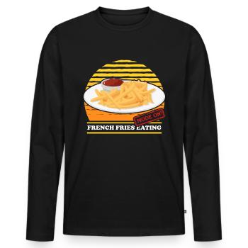French fries fast food fries fast food gift - Men's Premium Organic Long Sleeve Shirt - black - Front - Nico (187cm)