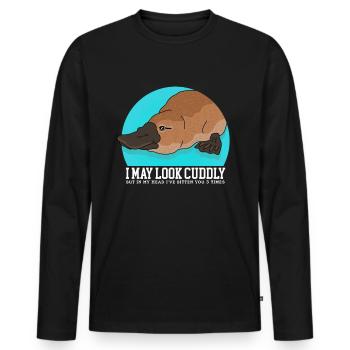Ornithorynque Platypus Cadeau Ornithorynque - T-shirt manches longues Premium bio Homme - noir - Devant - Nico (187cm)