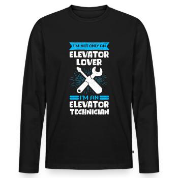 Fahrstuhl Aufzugsmechaniker Aufzug Geschenk - Männer Premium Bio Langarmshirt - Schwarz - Vorne - Nico (187cm)