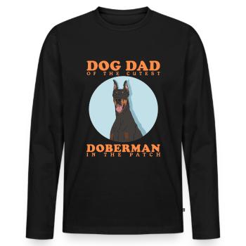 Doberman Dad Dog Daddy Dog Owner Cadeau - T-shirt manches longues Premium bio Homme - noir - Devant - Nico (187cm)
