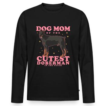 Doberman Mom | Dog Mom Dog Owner Gift - Men's Premium Organic Long Sleeve Shirt - black - Front - Nico (187cm)