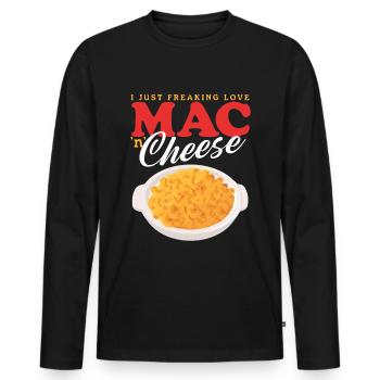 Macaroni au fromage | Mac et fromage cadeau - T-shirt manches longues Premium bio Homme - noir - Devant - Nico (187cm)