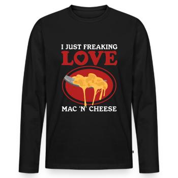 Macaroni au fromage Mac au fromage et cadeau au fromage - T-shirt manches longues Premium bio Homme - noir - Devant - Nico (187cm)