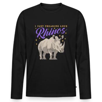 Nashorn Nashörner Rhinozeros Geschenk - Männer Premium Bio Langarmshirt - Schwarz - Vorne - Nico (187cm)