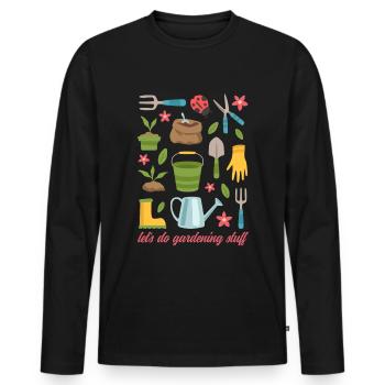 Jardin, jardinier amateur, jardinage, jardinier, cadeau - T-shirt manches longues Premium bio Homme - noir - Devant - Nico (187cm)