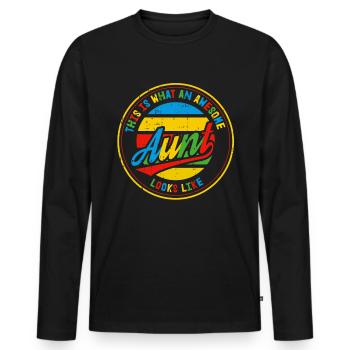 Meilleure tante rétro verni ancre cadeau - T-shirt manches longues Premium bio Homme - noir - Devant - Nico (187cm)