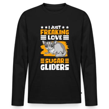 Sugar Glider Mignon Short-head Glider Cadeau - T-shirt manches longues Premium bio Homme - noir - Devant - Nico (187cm)