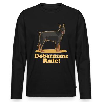 Doberman Dog Dog Owner Gift - Men's Premium Organic Long Sleeve Shirt - black - Front - Nico (187cm)