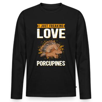 Porcupine Porcupines Gift - Men's Premium Organic Long Sleeve Shirt - black - Front - Nico (187cm)