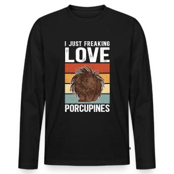 Porcs-épics Cadeau de porc-épic - T-shirt manches longues Premium bio Homme - noir - Devant - Nico (187cm)