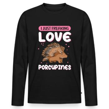 Porc-épic | Cadeau de porcs-épics - T-shirt manches longues Premium bio Homme - noir - Devant - Nico (187cm)