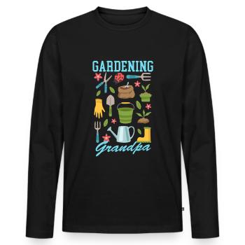 Jardin Jardinage Hobby Jardinier Grand-père Cadeau - T-shirt manches longues Premium bio Homme - noir - Devant - Nico (187cm)