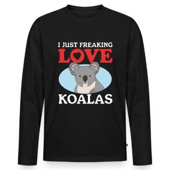 Koala Koalas Koala Bears Koala Bear Cadeau - T-shirt manches longues Premium bio Homme - noir - Devant - Nico (187cm)